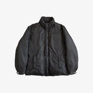 Vintage PRADA Black Nylon Goose Feather Zip Hooded Parka Jacket